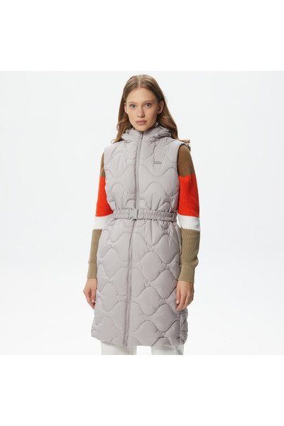 Lacoste Kadın Kapüşonlu Kapitone Beyaz Yelek