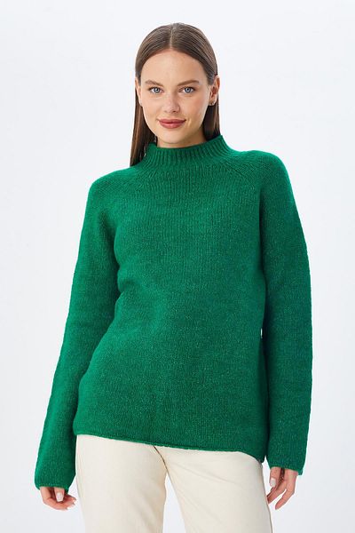 Mixray Green 6849 Model Women's Seamless Knitwear Sweater - Stand Collar
