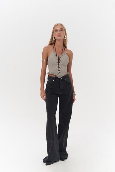 MAİ COLLECTİON Toni Ip Detail Grau Jean Crop