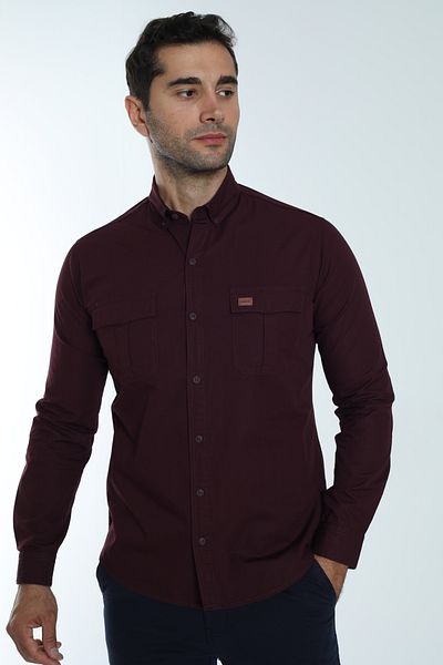Cordial Men's Long Sleeve Seasonal Shirt 100% Cotton Double Pocket