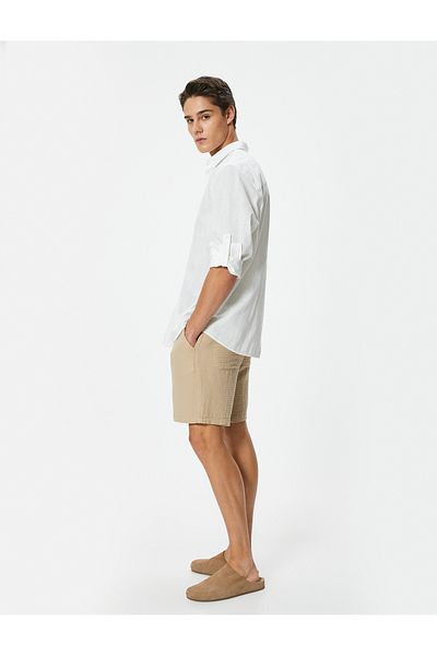 Koton Muslin Bermuda Shorts Waist Lace Pocket Detailed Cotton