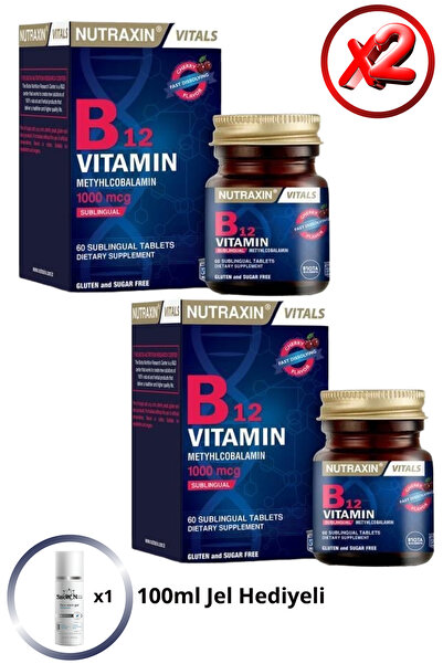 Nutraxin 2 ADET B12 Vitamini ( Methylcobalamin ) 1000 Mg 60 Dilaltı Tablet + ...