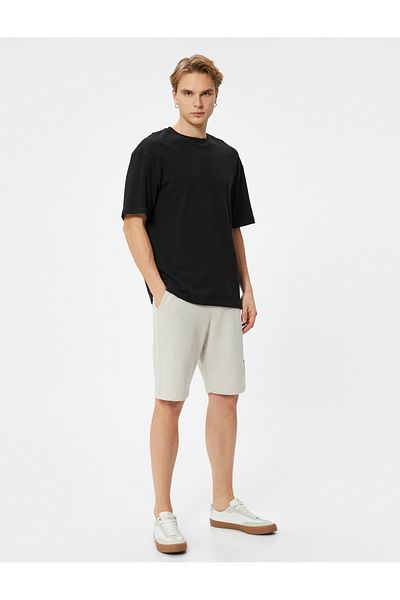 Koton Bermuda Shorts Label Printed Lace-up Waist Pocket Detail