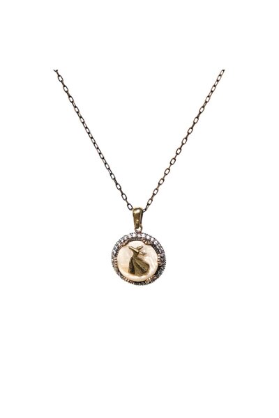 Sırlı Sepet Sedef Taşı Üzerine Semazen Yazılı Kolye