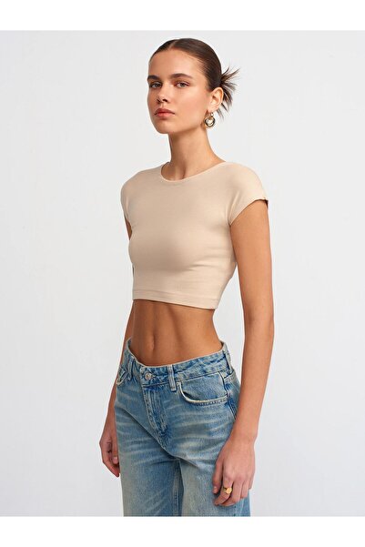 Dilvin 30528 DILVIN - Crop Top από βαμβακερό και Modal Mix