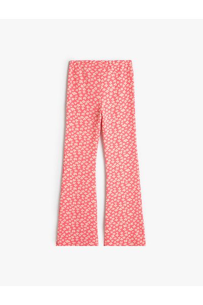 Koton Floral Patterned Spanish Leg Trousers - Slit Detail