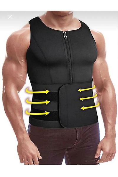 figiza Men's Body Shaper Thermal Vest Corset Slimming Vest Fat Burner Fitness Exercise Vest