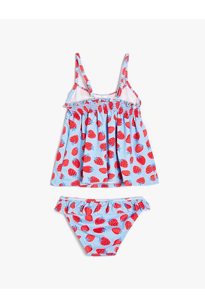 Koton Set aus langem Bikinioberteil mit Riemchen und gerüschtem Unterteil