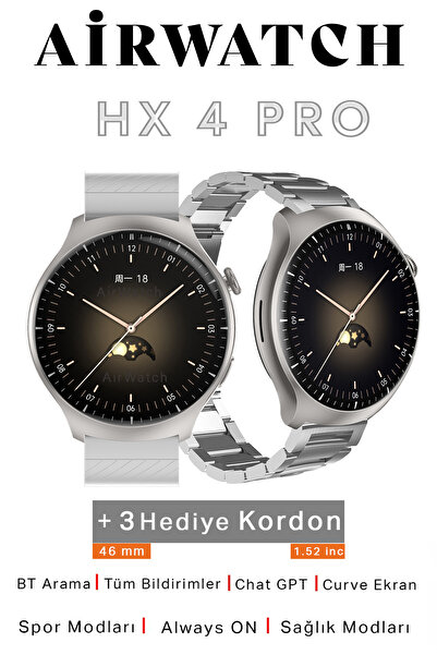 AirWatch Hx-4 Pro Akıllı Saat Iphone Ve Android Tüm Telefonlara Uyumlu Akıllı...