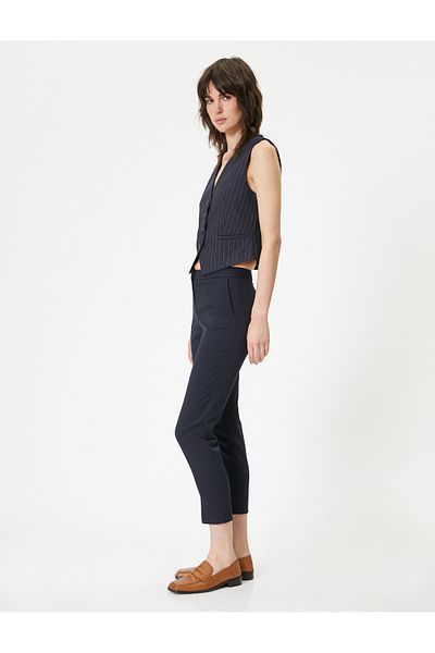 Koton Cigarette Fabric Trousers High Waist with Pocket Detail