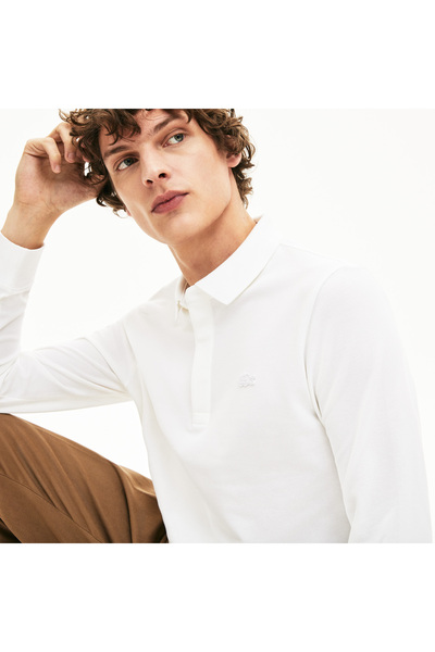 Lacoste Ανδρικό μακρυμάνικο λευκό πόλο Paris Regular Fit