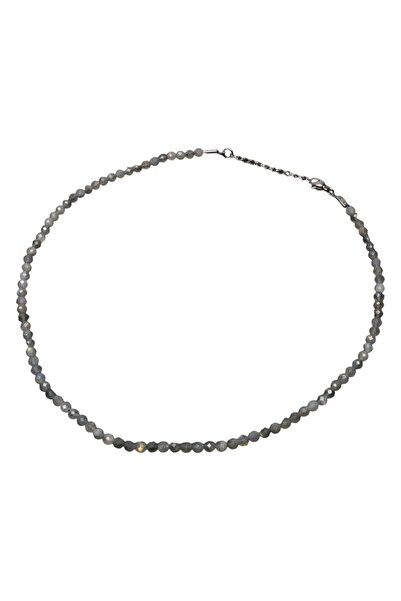 Sırlı Sepet Faset Kesim Labradorit Taşı Dizi Kolye