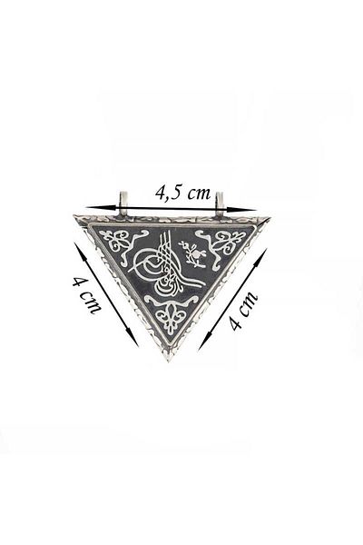 ECOME 925 Sterling Silver Triangle Openable Tuğra Amulet Silver Necklace