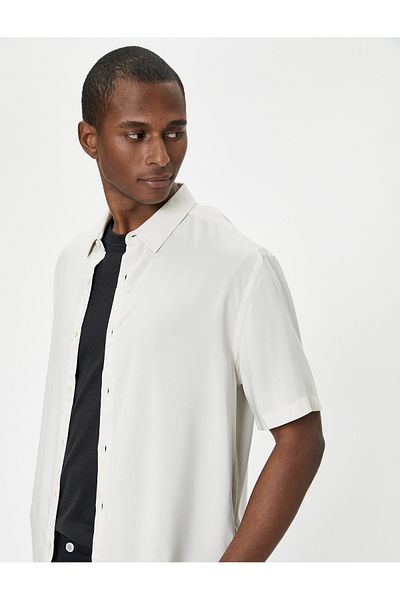 Koton Viscose Fabric Short Sleeve Classic Collar Summer Shirt