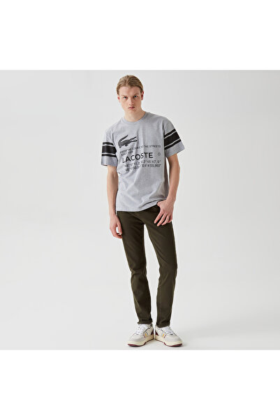 Lacoste Active Erkek Relaxed Fit Bisiklet Yaka Baskılı Gri T-Shirt