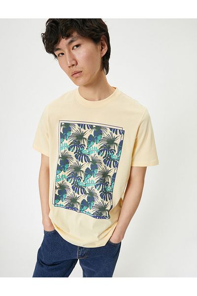 Koton Cotton Floral Print Short Sleeve Crew Neck T-Shirt