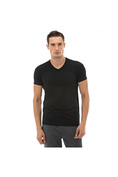 Lacoste Erkek Slim Fit V Yaka Siyah T-Shirt