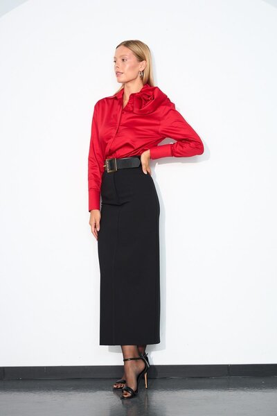 NOK İSTANBUL Black Maxi Nok Classic Signature Alessandra Pencil Skirt