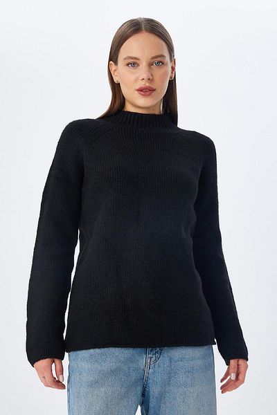 Mixray 6849 Black Seamless Stand Collar Women's Knitwear Sweater