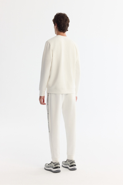 Avva Erkek Ekru Bisiklet Yaka Pamuklu Baskılı Elastan Regular Fit Sweatshirt A42Y1308