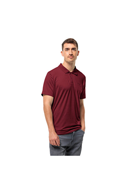 Jack Wolfskin Travel Polo Men's Red Polo T-Shirt Men's Polo T-Shirt 1809721Tr
