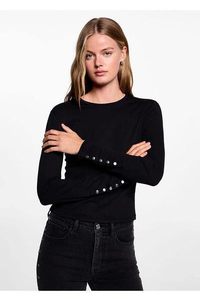 Mango Teen Μακρυμάνικο μπλουζάκι με λεπτομέρεια