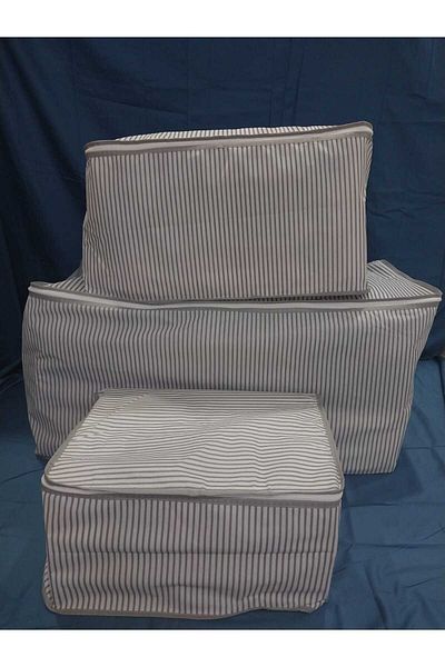 eco concept Gray Striped 3-Piece Bag Set-Dowry Bag
