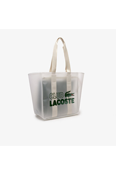 Lacoste Unisex Printed White Shopping Bag