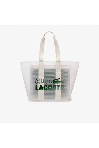 Lacoste Unisex Printed White Shopping Bag