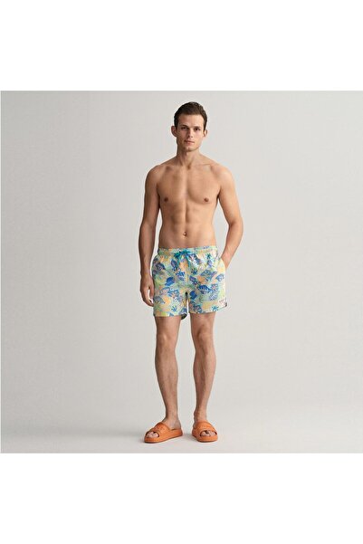 Gant Erkek Mavi Classic Fit Desenli Deniz Şortu