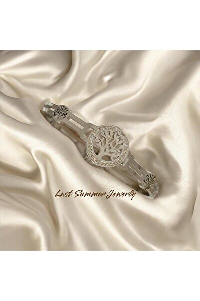 stainless steell Hayat Ağacı Taşlı Kelepçe