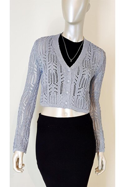 Dilvin 60184 Ζακέτα με διάτρητο σχέδιο με λαιμόκοψη σε σχήμα V