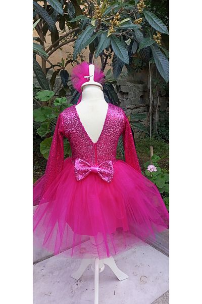 Niliya çocuk giyim Sequin Long Sleeve Barbie Tutu Dress