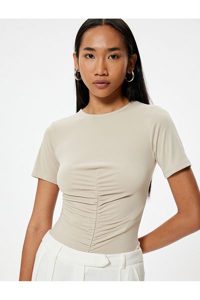 Koton Tricou cu mânecă scurtă drapat cu decolteu