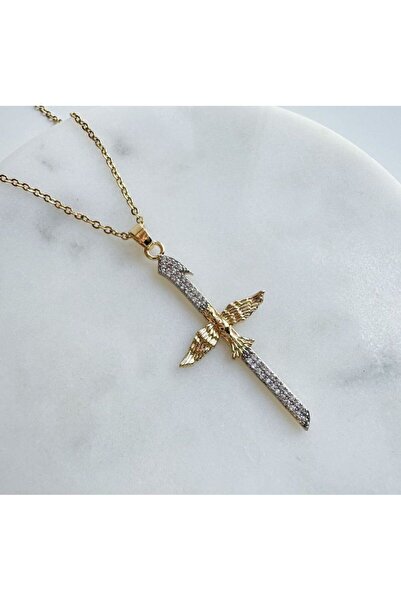 Rachel Silver Çelik Elif Anka Kuşu Model Altın ve Gümüş Renk Çağla Şikel Kolye