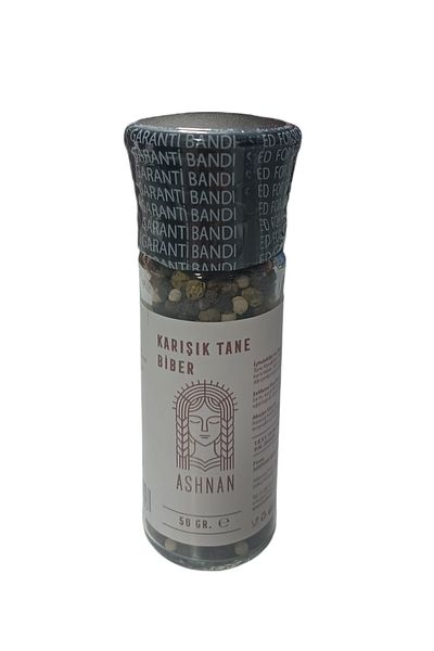 Ashnan Mixed Pepper 50 Gr (Mill Lid) Black Pepper, White, Green, Red Pepper