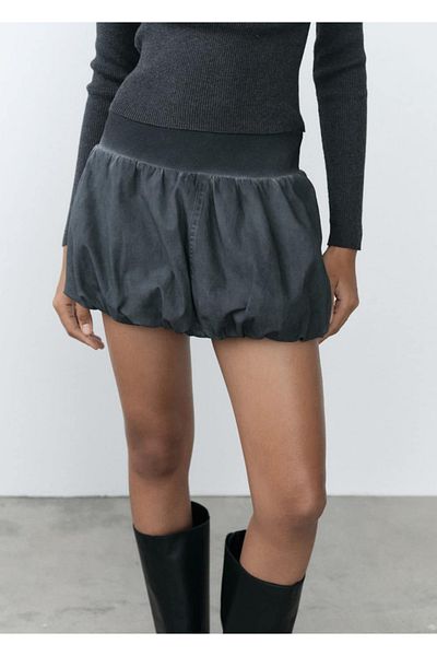 MANGO Woman Zippered Balloon Mini Skirt