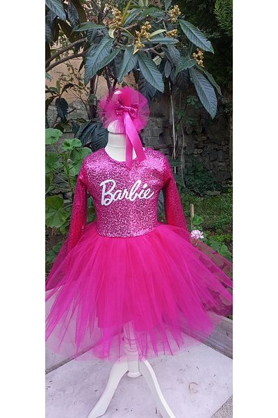 Niliya çocuk giyim Sequin Long Sleeve Barbie Tutu Dress