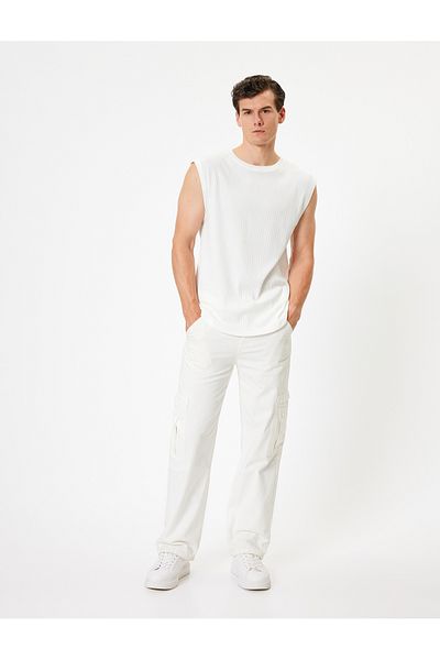 Koton Ärmelloses Baumwoll-T-Shirt mit Rundhalsausschnitt – Basic