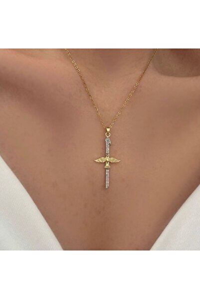 Rachel Silver Çelik Elif Anka Kuşu Model Altın ve Gümüş Renk Çağla Şikel Kolye