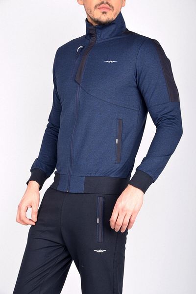 BESSA Ανδρικό σετ φόρμας Navy Blue Molino, βαμβακερό ύφασμα με 2 κλωστές, τσέπη με φερμουάρ