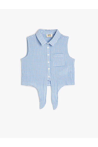 Koton Cămașă fără mâneci crop cu cravată în talie - Gingham