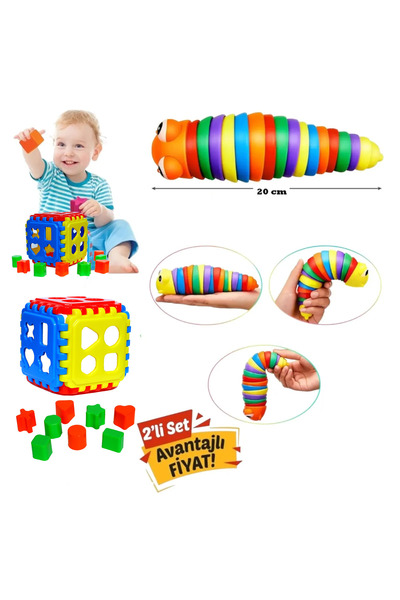 toysnet Eğitici Esnek Sök Tak Tırtıl 20 cm + Bultak 14 Parça 2'Li Set
