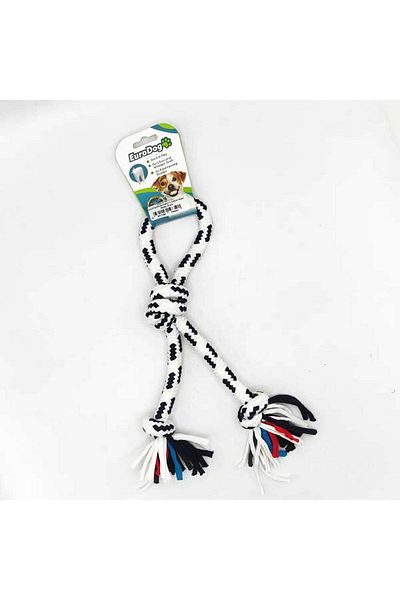 Eurodog Floss Ring Three Knots Black White 30 cm Hnzrn