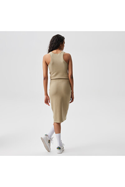 Lacoste Kadın Slim Fit Renk Bloklu Krem Etek