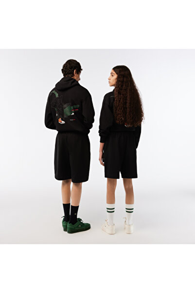 Lacoste x Netflix Unisex Relaxed Fit Baskılı Siyah Şort