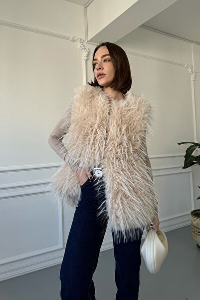MAGARDE Vestă de blană premium BEJ