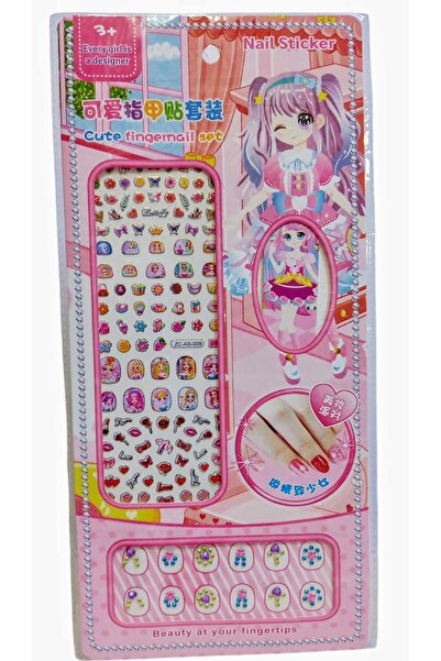 izmir yazici servis Anime Çocuk Tırnağı Taşlı Takma Tırnak Sticker Törpü Seti