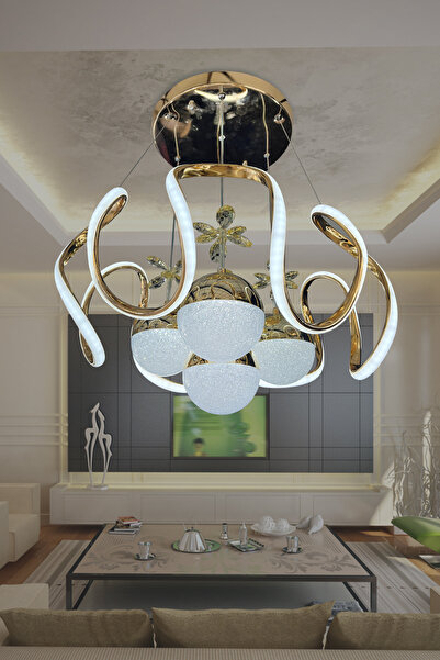 DEKORLİVE 3 Renk Kumandalı 4 Toplu Ledli Arya Xl Gold