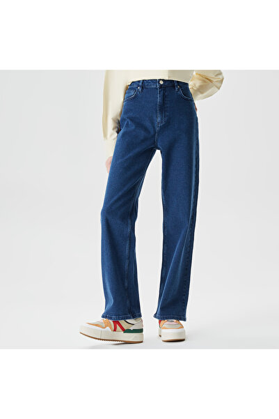 Lacoste Kadın Straight Fit Denim Mavi Pantolon